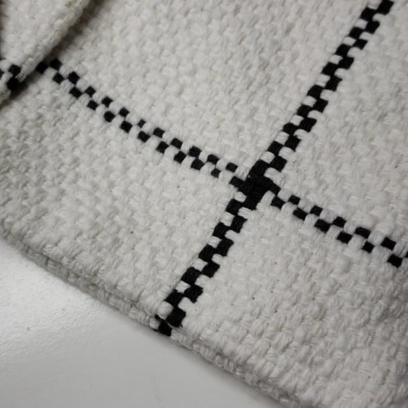 NEW! Hearth & Hand Windowpane Woven Plaid Poms Stocking Cream/Gray - Picture 4 of 6